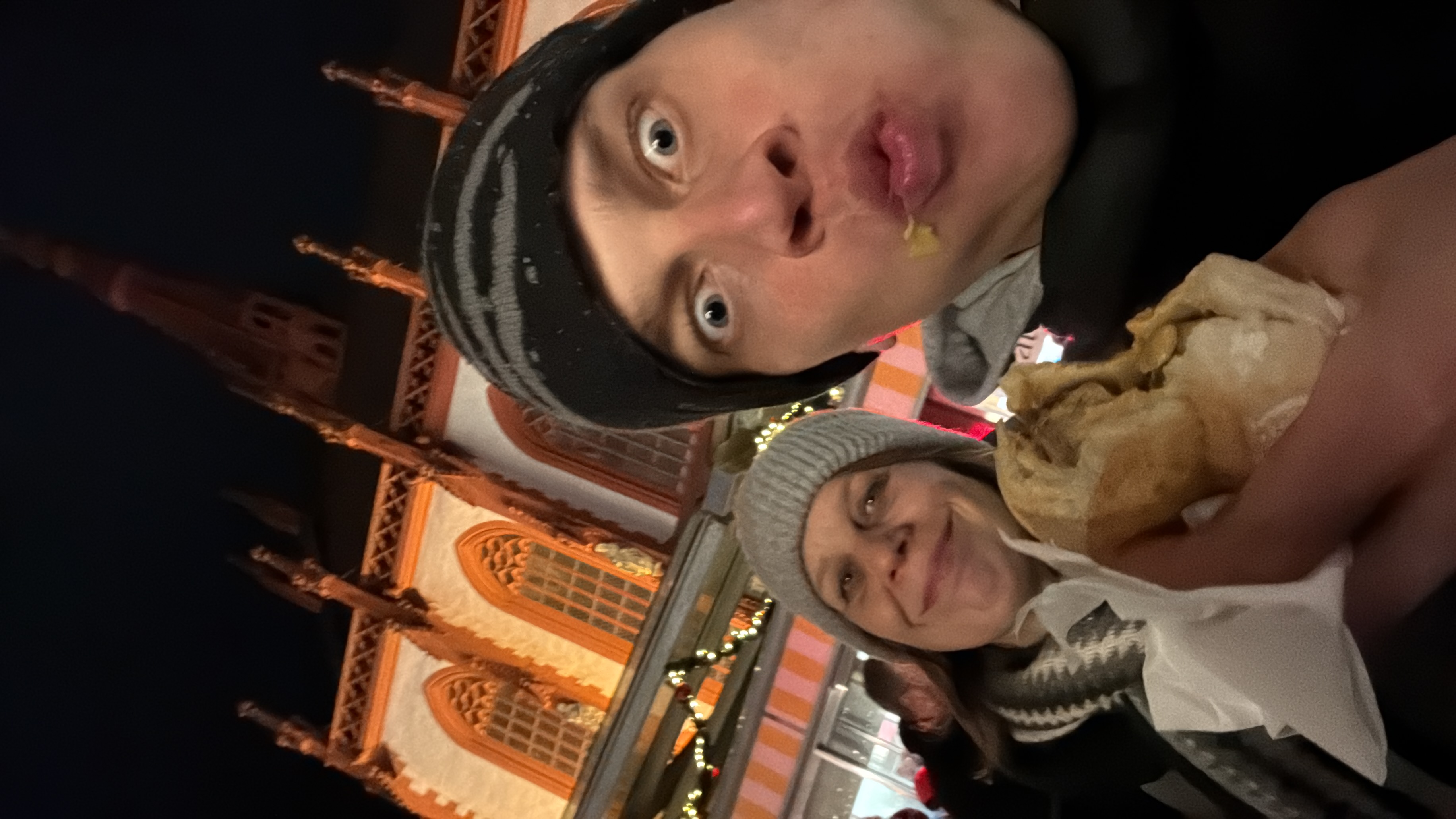 Leo and his mother at a German Christmas market